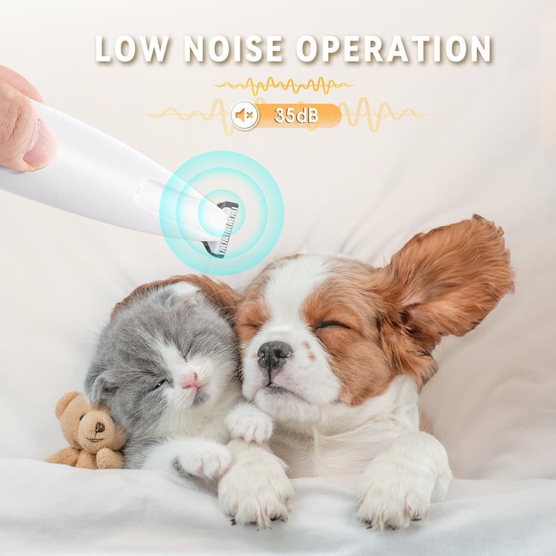 MOONEON 2026 New Pet Precision Trimmer, Dog Paw Trimmer with LED Light, Low Noise, IP68 Waterproof, Dual-Speed Motor, Suit for Trimming Paw, Ear, Face, Butt, Eyebrows, USB Rechageble - Image 5